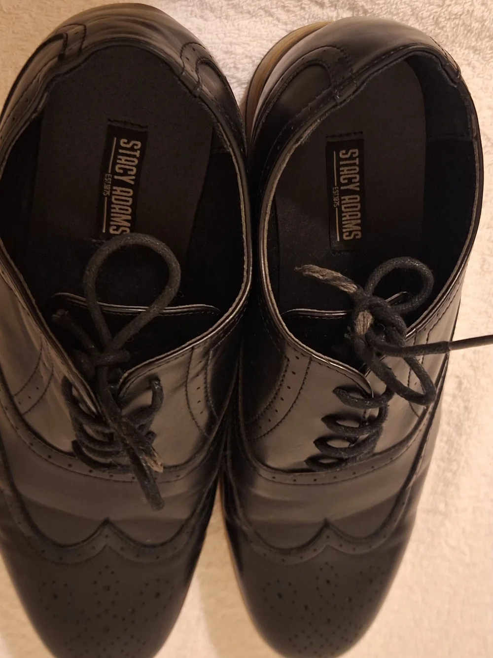 Stacy Adams Black Leather Wingtip Derby Shoes